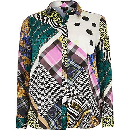 River Island Womens Plus Print Long Sleeve Shirt