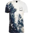 River Island Mens White Wave Fade Print Muscle Fit T-shirt