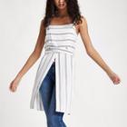 River Island Womens Stripe Eyelet Longline Cami Top