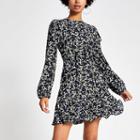 River Island Womens Floral Print Ruffle Mini Smock Dress