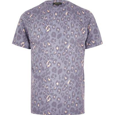 River Island Mensnavy Leopard Print T-shirt
