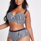 River Island Womens Plus Stripe Bikini Top