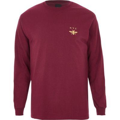 River Island Mens Wasp Embroidered Slim Fit T-shirt