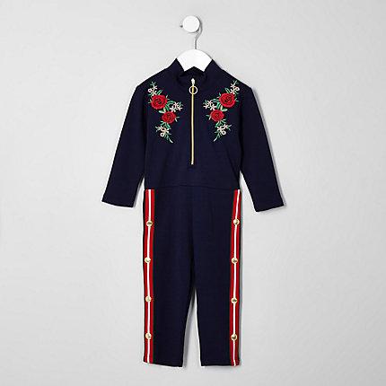 River Island Mini Girls Floral Popper Side Jumpsuit