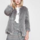 River Island Womens Faux Fur Knit Coat