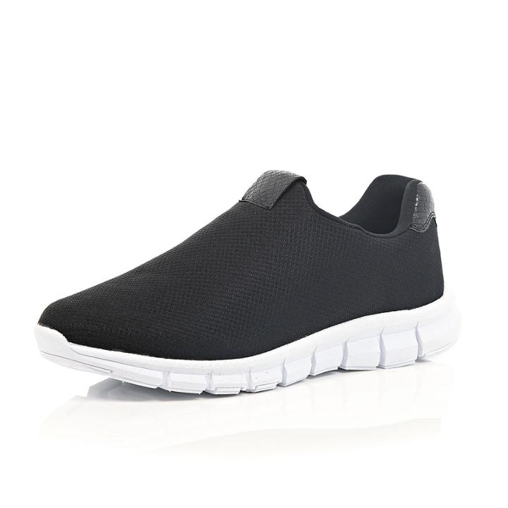 River Island Mensblack Mesh Slip On Sneakers