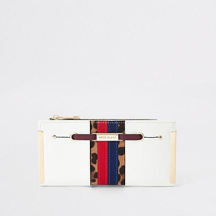 River Island Womens White Stripe Fold Out Purse