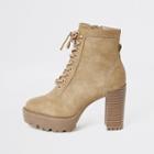 River Island Womens Lace-up Chunky High Heel Hiker Boots