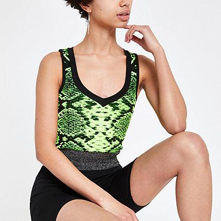 River Island Womens Neon Snake Print Crop Top