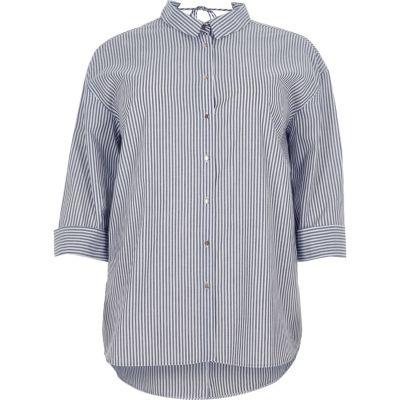River Island Womens Plus White Stripe Rolled Sleeve Shirt