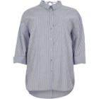 River Island Womens Plus White Stripe Rolled Sleeve Shirt