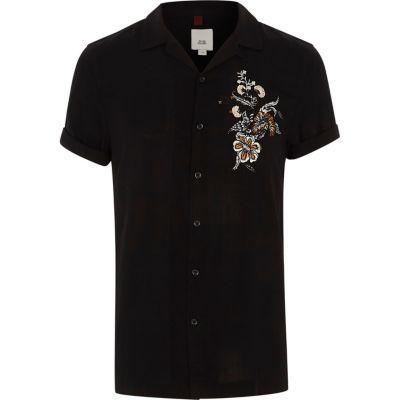 River Island Mens Floral Embroidered Casual Shirt
