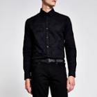 River Island Mens Jacquard Long Sleeve Slim Fit Shirt