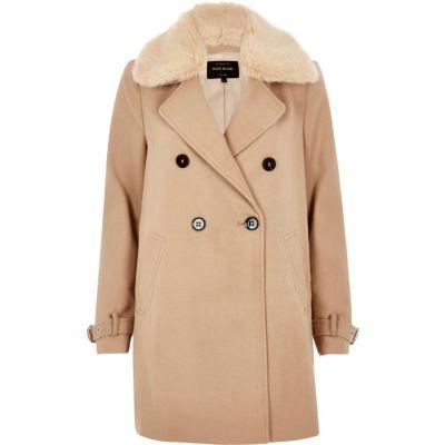 River Island Womens Faux Fur Collar Overcoat