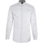 River Island Mens White Stripe Muscle Fit Long Sleeve Shirt