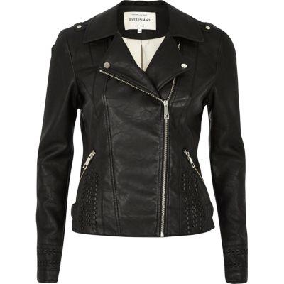 River Island Womens Leather Look Whipstitch Biker Jacket