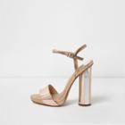 River Island Womens Rose Gold Tone Metallic Circle Heel Sandals
