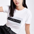 River Island Womens White Stripe Panel T-shirt
