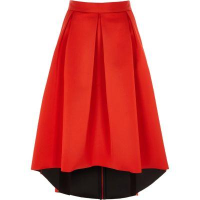 River Island Womens High Low Sateen Midi Skirt