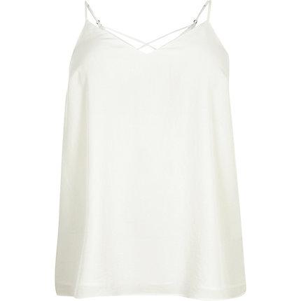 River Island Womens Plus White Cross Back Cami Top