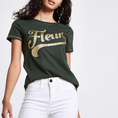 River Island Womens 'fleurs' Glitter Print Fitted T-shirt
