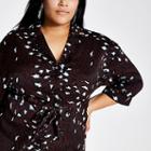 River Island Womens Plus Printed Tie Waist Shirt