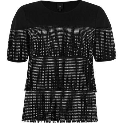 River Island Womens Studded Fringe Front T-shirt