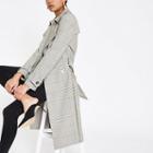 River Island Womens Check Double Breasted Trench Coat