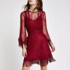River Island Womens Mesh Lace Fringe Occasion Dress
