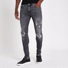 River Island Mens Washed Super Skinny Ripped Jeans