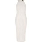 River Island Womens White Embroidered Bodycon Midi Dress