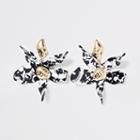 River Island Womens Mono Print Flower Drop Earrings