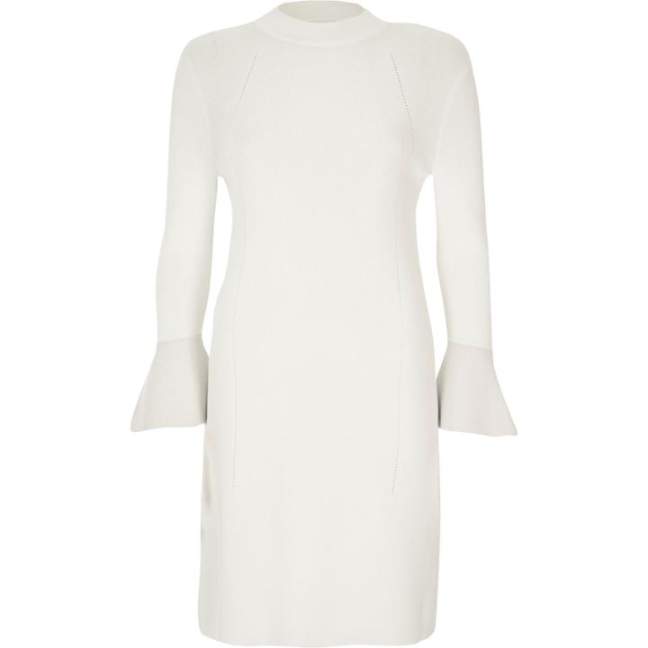 River Island Womens Knitted Fluted Sleeve Dress