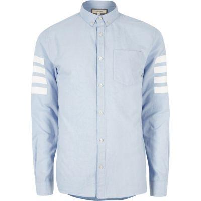 River Island Mens Contrast Stripe Sleeve Oxford Shirt