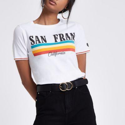 River Island Womens White 'san Fran' Print Short Sleeve T-shirt