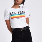 River Island Womens White 'san Fran' Print Short Sleeve T-shirt