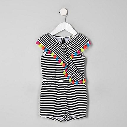 River Island Mini Girls Stripe Tassel Romper