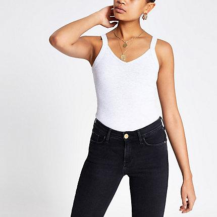 River Island Womens Marl Ribbed V Neck Cami Tank