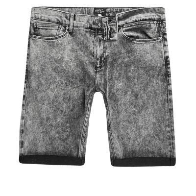 River Island Mens Acid Wash Skinny Fit Denim Shorts