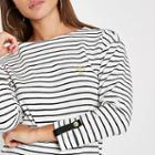 River Island Womens White Stripe Print Jersey Top
