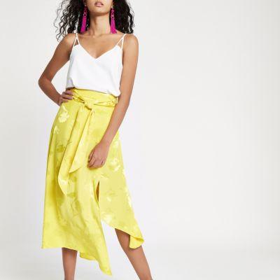 River Island Womens Jacquard Tie Front Asymmetric Skirt