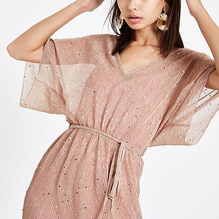 River Island Womens Metallic Kimono Sleeve Midi Dress