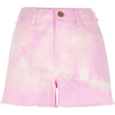 River Island Womens Tie Dye High Waisted Denim Shorts