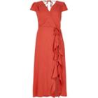 River Island Womens Frill Tie Waist Midi Dress