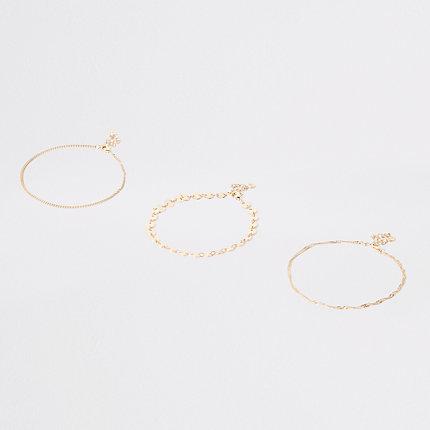 River Island Womens Gold Tone Coin Layered Anklet Pack