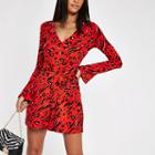 River Island Womens Animal Print Long Sleeve Playsuit