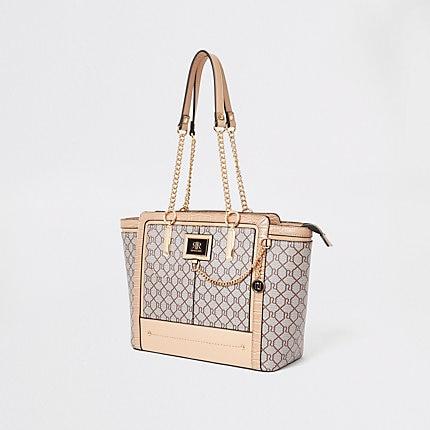 River Island Womens Ri Monogram Front Winged Tote Bag