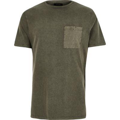 River Island Mens Washed Pocket T-shirt