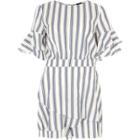 River Island Womens Stripe Frill Sleeve Tie Back Playsuit