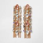 River Island Womens Gold Tone Jewel Chain Tassel Drop Earrings